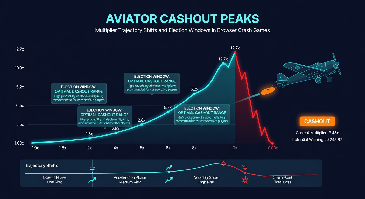 Visualisatie van cashout pieken in Aviator, met histogram van multiplierwaarden bij succesvolle uitstapmomenten