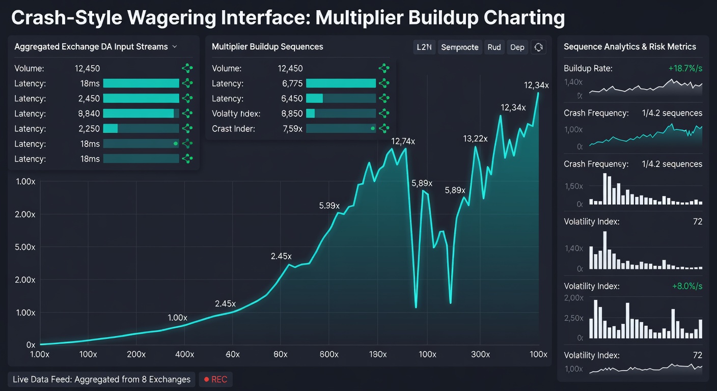 Grafiek van multipliersequenties en crashpatronen uit exchange data