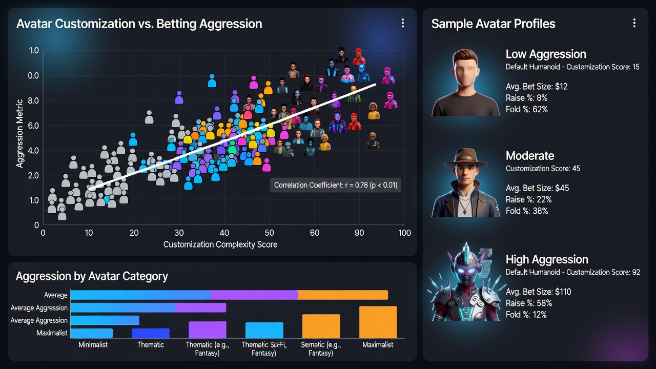 Heatmaps van poker sessies met avatar types gekoppeld aan inzet niveaus