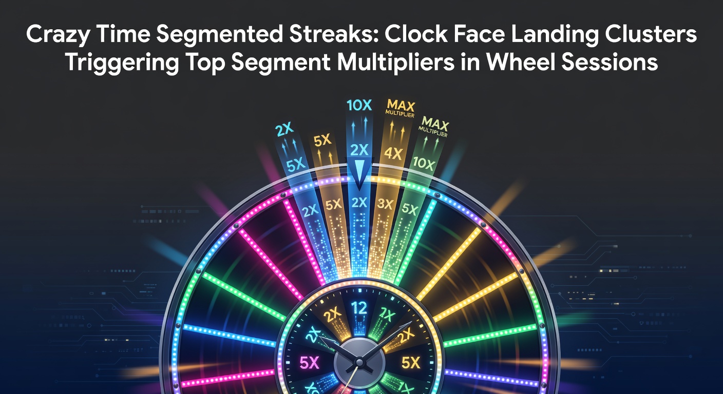 Crazy Time wiel met zichtbare segmented streaks en klokgezicht landing clusters tijdens een live sessie