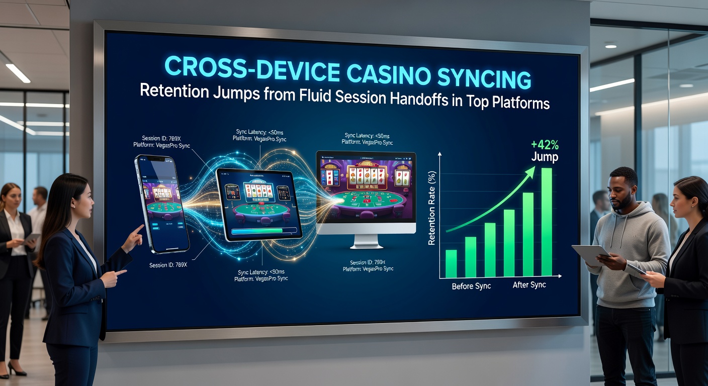 Grafiek met retention-curves die pieken tonen na invoering van cross-device sync op meerdere casino-apps, inclusief april 2026-data