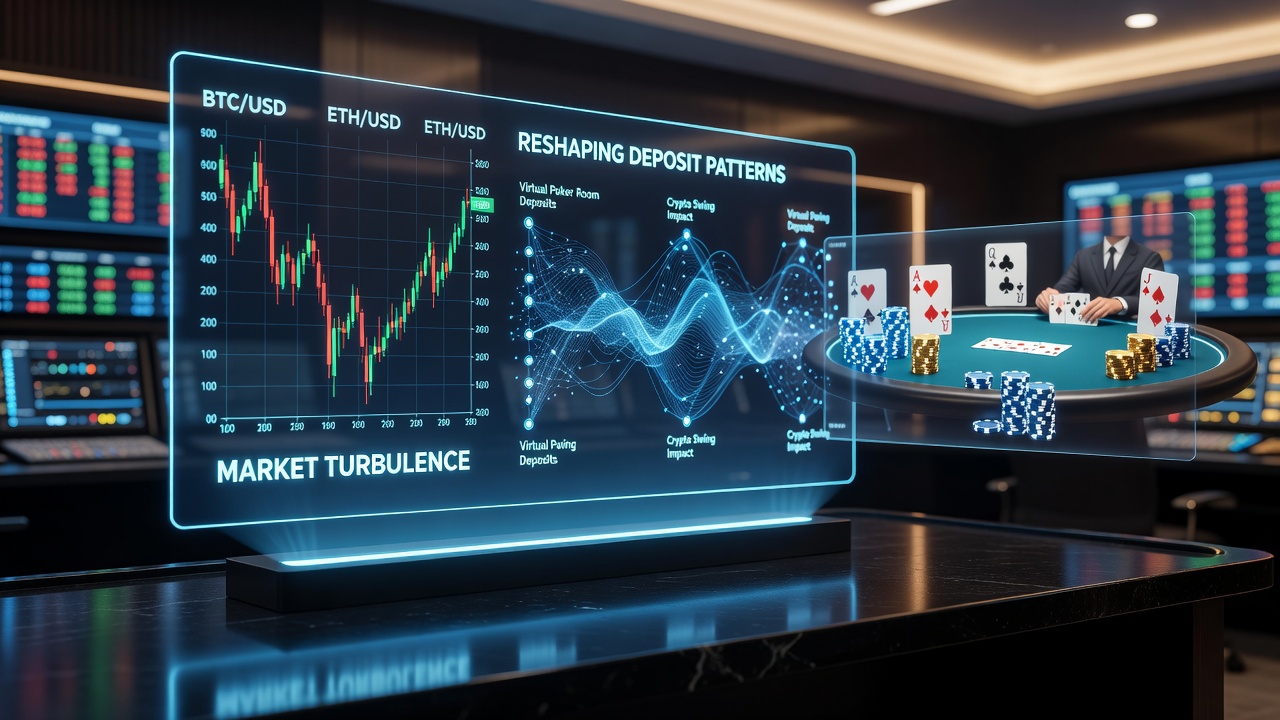 Poker room dashboards displaying real-time deposit statistics alongside cryptocurrency market indicators