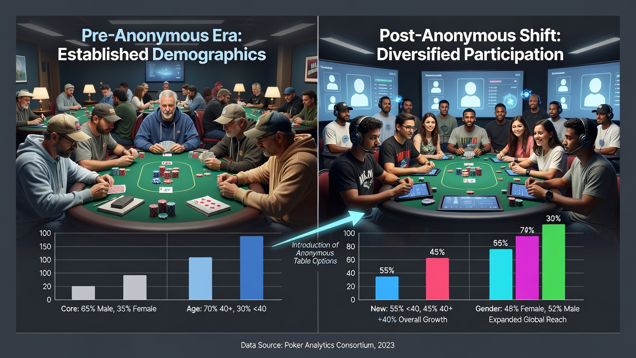 Kaart die geografische spreiding van nieuwe pokertoernooispelers na anonieme tafels illustreert