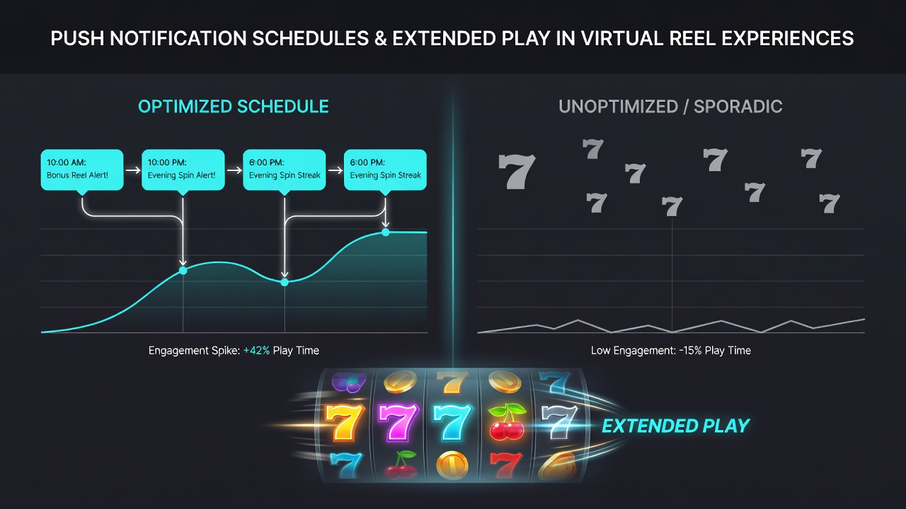 Grafiek van push notificatie schema's en verlengde speelduur in virtuele slots