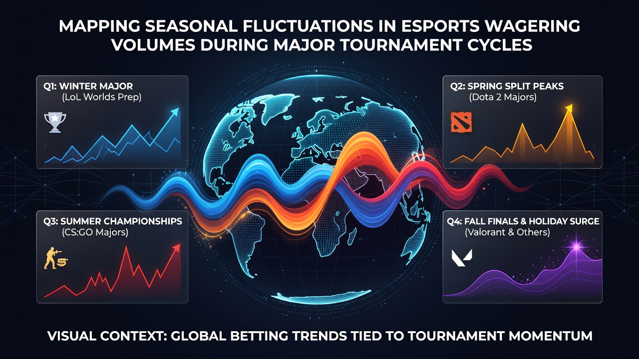 Heatmap van wedactiviteit over verschillende esports-regio's tijdens toernooien