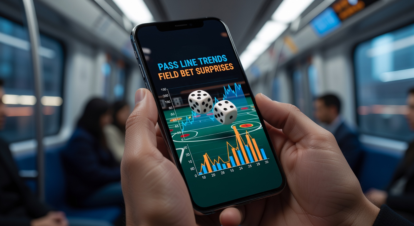Smartphone met craps-app in actie, dobbelstenen rollen op het scherm tijdens een mobiele sessie