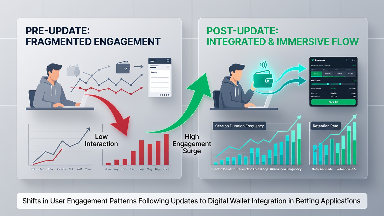 Vergelijking van engagement statistieken voor en na wallet-integratie updates