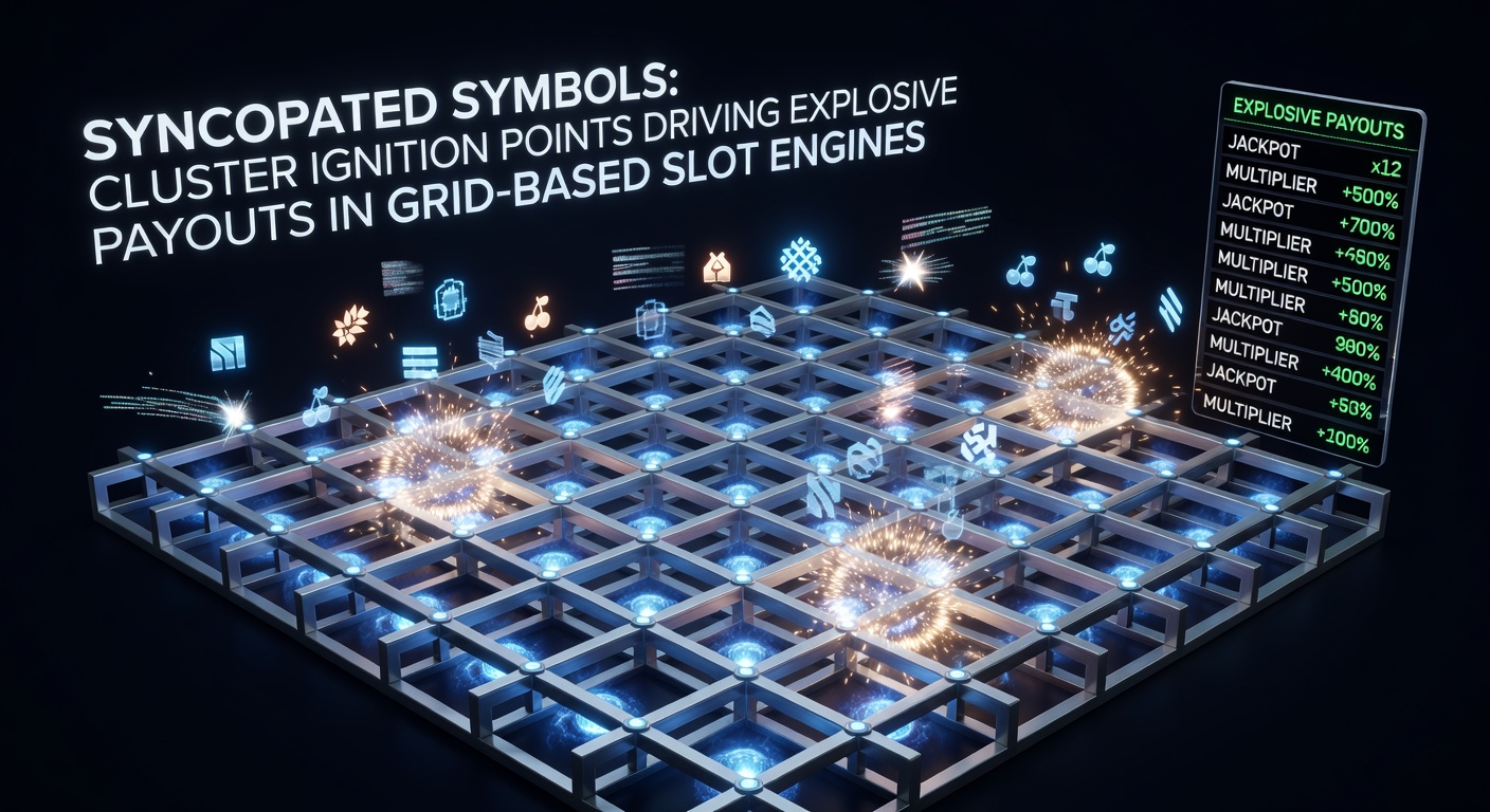 Grafiek met clusterontstekingspunten in een grid slot, tonen multipliergroei en payout-curves over meerdere tumbles