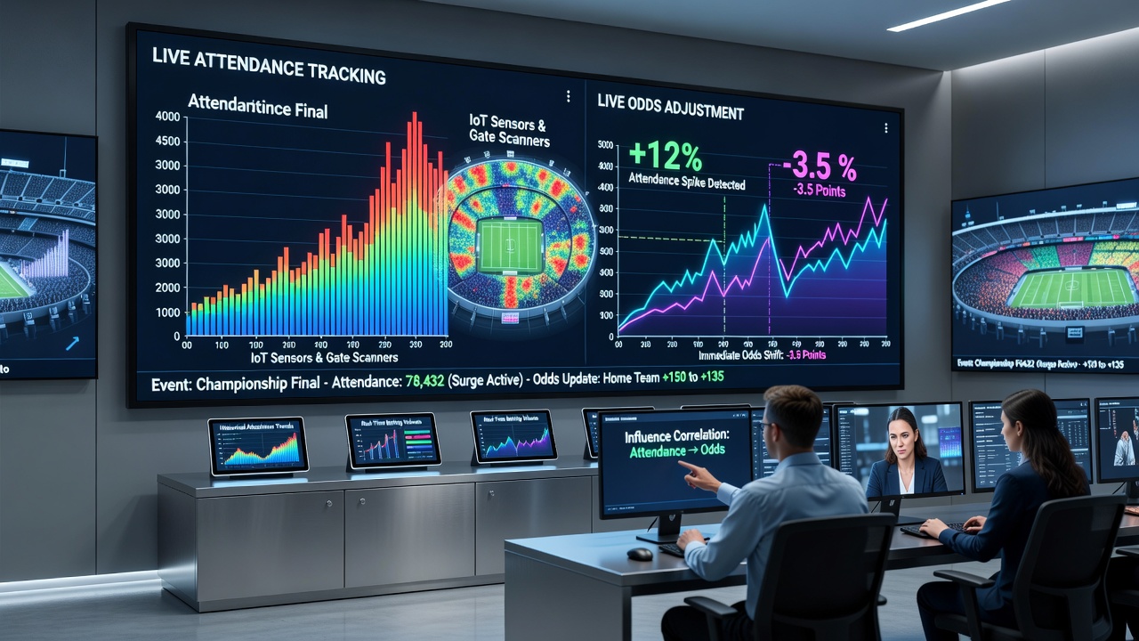 Grafieken en dashboards die realtime bezoekersaantallen en odds aanpassingen weergeven